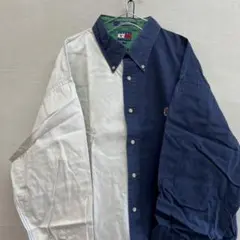 トミーヒルフィガー　90s バイカラー　ツートン　BDシャツ　XLビッグ　古着