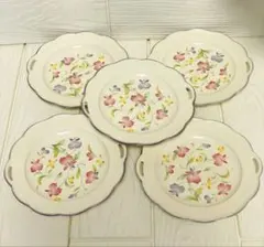 昭和レトロ 花柄 レースフラワ ケーキ皿 ケーキプレート5客セットのサムネイル