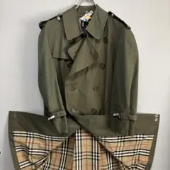 バーバリーズ Burberry's ステンカラーコート 玉虫 カーキグリーン