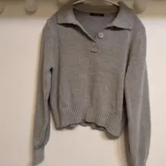 one way 襟付き ニット グレー F