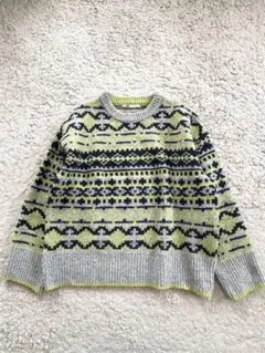 良品 ルカレディラックルカ ノルディック柄ニット グレー F オシャレ