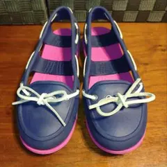 Crocs クロックス デッキシューズ ネイビー ピンクのサムネイル