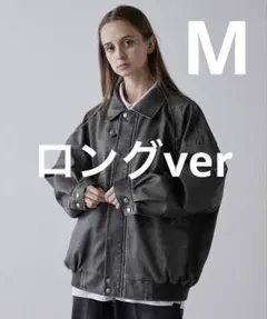 【CLEL】ヴィンテージデザイン合皮ブルゾン/ヴィンテージブラック/M