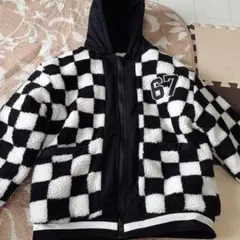 フリースチェック柄フード付きジャケット 67