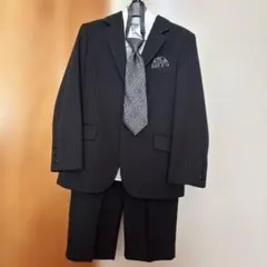 130cm ブラックストライプスーツ　4点セット