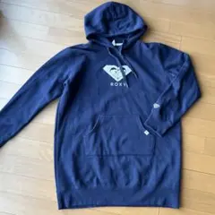 ROXY ネイビー パーカーワンピースハートロゴ刺繍　チュニック　M