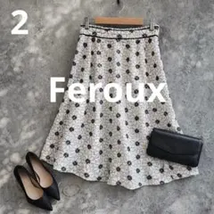 n340【Feroux】花刺繍スカート フレア 春夏 大人かわいい
