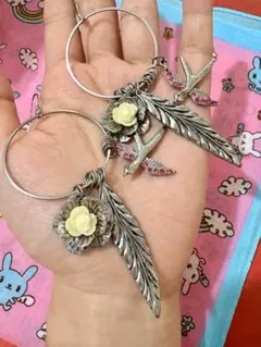 古着屋　レトロ　ローズ　バード　ピアス　大ぶり　ヴィンテージ