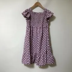 Lili Lundi 半袖ワンピース ドット柄 くすみピンク　130　E769のサムネイル