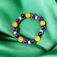 〇幸運体質になる！〇アメジスト・カット水晶・シトリンブレスレット　内径１６㎝