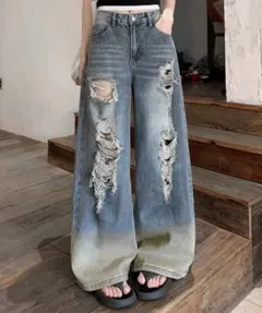 ダメージデニムパンツヴィンテージジーンズ