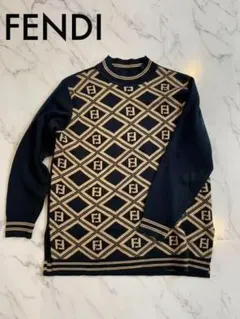FENDI フェンディ ズッカ柄 ハイネック ニット セーター イタリア製
