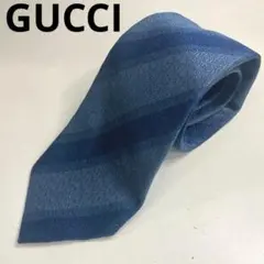 GUCCI 青 レジメンタル　シルクネクタイ　シルク100% イタリア製