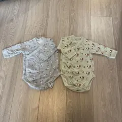 スヌーピー柄 長袖ベビー肌着 2枚セット
