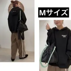 【Mサイズ】しまむら saori 刺繍プルパーカー オーバーサイズ ブラック