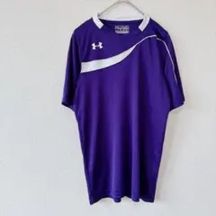 アンダーアーマー Tシャツ Vネック 配色 XS 紫 ポリエステル ランニング