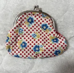 【新品未使用】がま口 財布 花柄 赤
