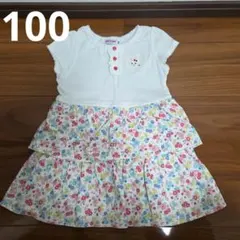 ミキハウス　半袖ワンピース　スカート　花柄　100　うさこ