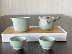 未使用新品共箱　台湾茶器　高級中国茶器 　高級旅持ち運び　汝窯茶器セット