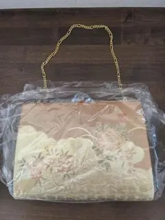 和装用バッグ&下駄　花柄刺繍 ゴールド