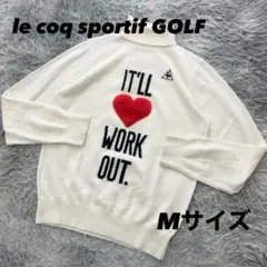 ルコックゴルフ　ニット　セーター　アンゴラ　タートルネック　ハート柄　Mサイズ