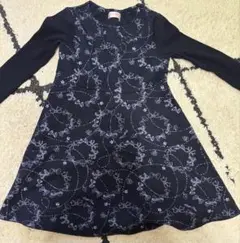 mezzo piano ネイビー リボン柄 ワンピース 120