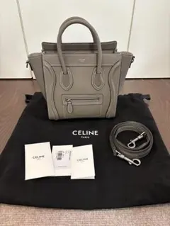 極美品　新ロゴ CELINE セリーヌ ラゲージ ナノ　スリ