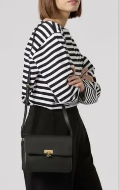 agnes b. アニエスベー ダーク　ブラウン レザーショルダーバッグ 本革