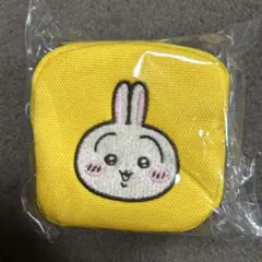 ウサギの顔刺繍ポーチ 黄色