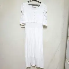 one way　ワンピース　白　ロング　半袖