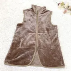 s3031 起毛 ベスト ジップアップ ポケットあり シンプル ブラウン M