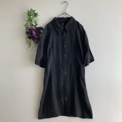 【ザラZARA】ロングシャツ　薄地　チャコールグレー　半袖　サイズ【L】