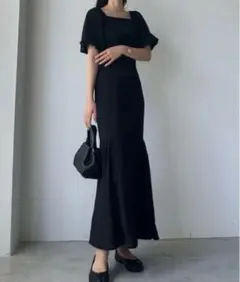 ハイウエストギャザーマーメイドワンピース ルエレ