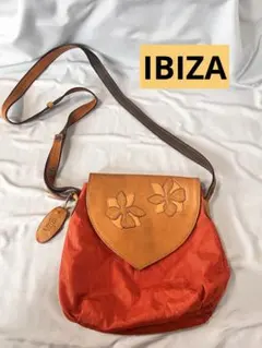 稀少品IBIZA イビザ 本革×ナイロン ショルダーバッグ オレンジ