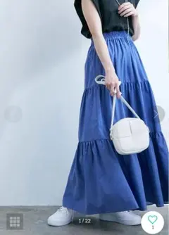 vis ビス夏ティアードスカート 青ブルー涼しげマキシ丈　Fのサムネイル