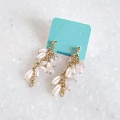 【新品】 ドロップピアス パール ゴールドのサムネイル
