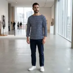ORCIVAL オーシバル バスクシャツ ボーダー ネイビー×ホワイト 4