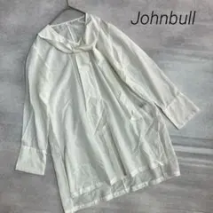 ジョンブル　ボウタイブラウス Johnbull 白 F シルク混 シアー 長袖のサムネイル