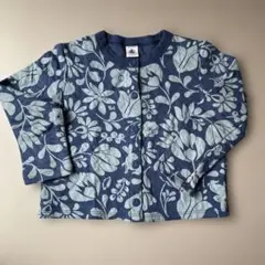 Petit Bateauネイビー フラワー柄 カーディガン 110