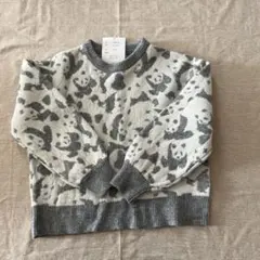 レディース・ニット・ホワイト・グレー・パンダ・L