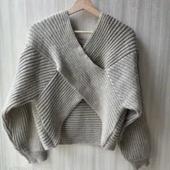 gleam リブニット プルオーバー バッククロスデザイン ベージュ F