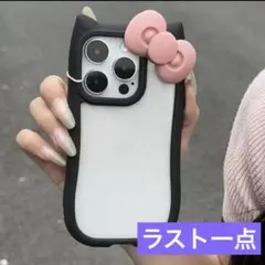 新品★ キティ　スマホケース　iPhone 15Pro リボン　クリア　推し活