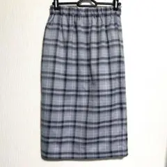 MERCURYDUO チェックスカート　ミモレ丈　ブルーグレー　タイトスカートのサムネイル