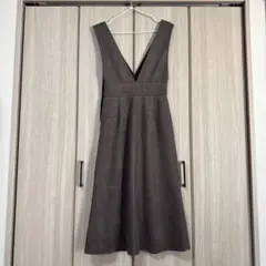 ZARA グレー Vネック スエード風 ワンピース