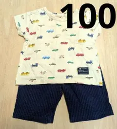 プティマイン　はたらくくるまパジャマ上下セット　半袖Tシャツ半ズボン　100
