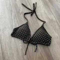 【プアラニ】ブラウン×ブルー ドット柄 三角ビキニ