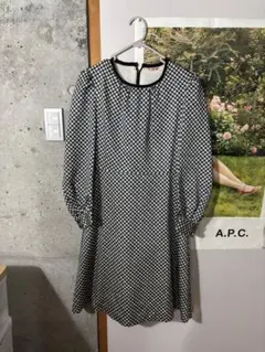 チェック柄 パフスリーブ ワンピース