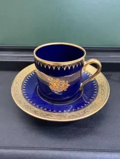 美品】リモージュ キャッスル デミタスカップ コバルトブルー 22K金彩