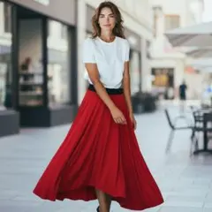 限定値下【未使用・新品】 EPOCA エポカ ロング スカート XL 赤