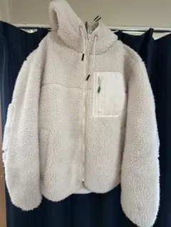 H&M フリースジャケット ホワイト フード付き